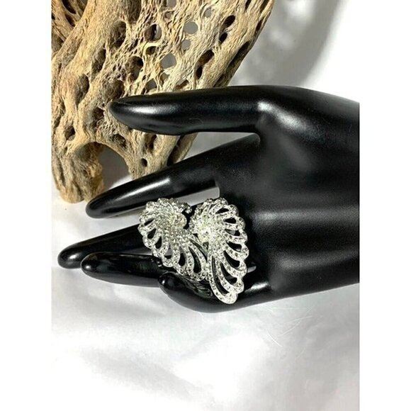 Vintage Sarah Coventry Rhinestone Wing Clip On Earrings - Picture 2 of 7